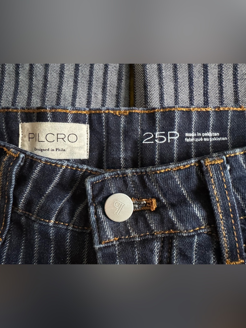 Anthropologie Pilcro Kayden Barrel Carpenter Jeans Railroad Stripe Petite - Picture 10 of 11